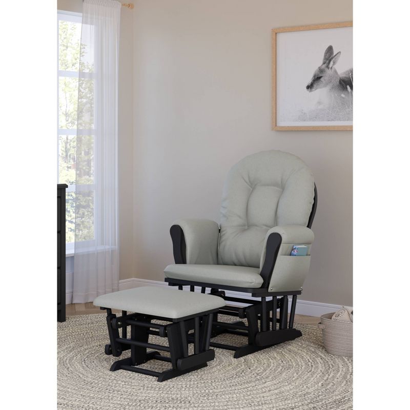 Storkcraft Hoop Glider and Ottoman - Black Frame/Light Gray Fabric