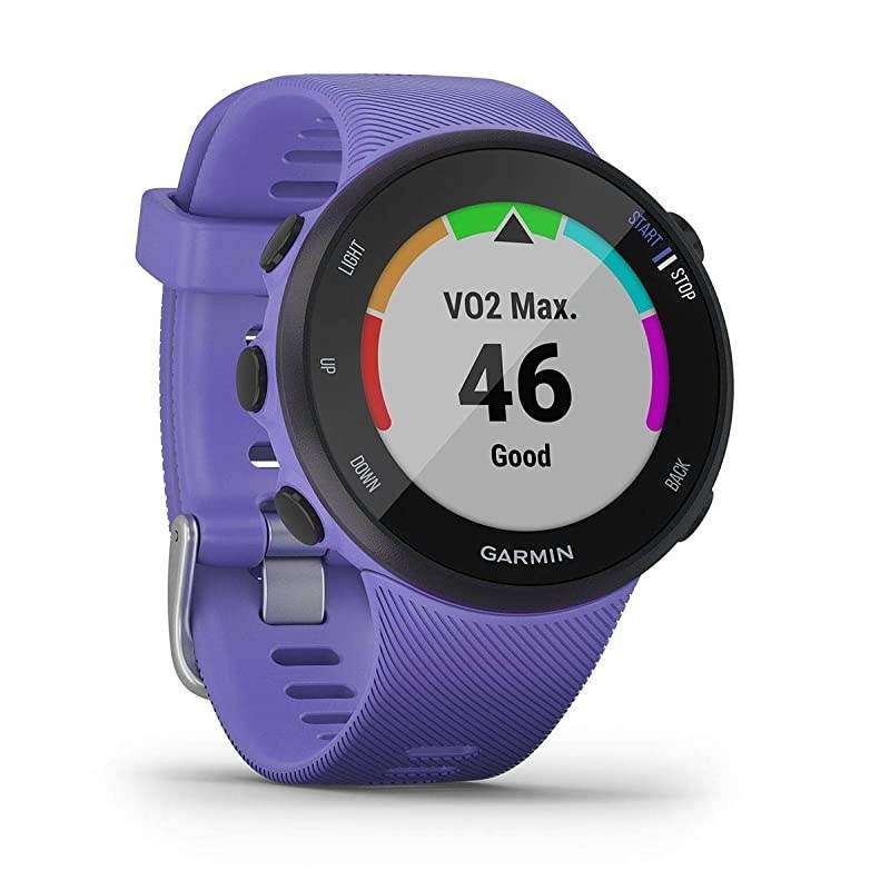 Forerunner 45S GPS Running Watch Runners Bundle | Includes Water Bottle, Portable Charger & Screen Protectors | Heart Rate Watch | Pace, Distance, Stress Tracking | Iris, 010-02156-01