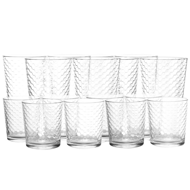 Pasabahce 16 Piece Horizon Double Old Fashioned and Tumbler Glass Set