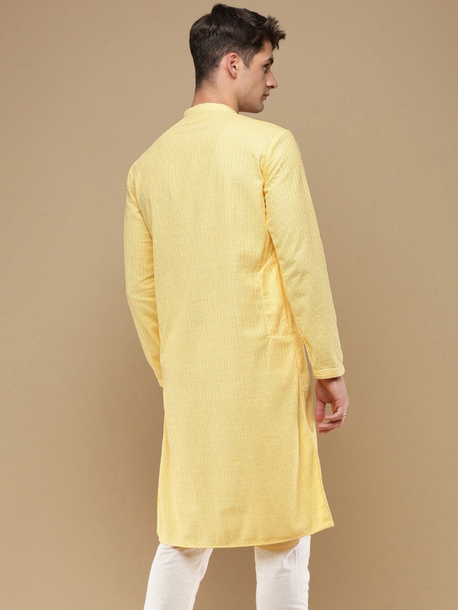 Manthan Red Full Sleeves Solid Kurta