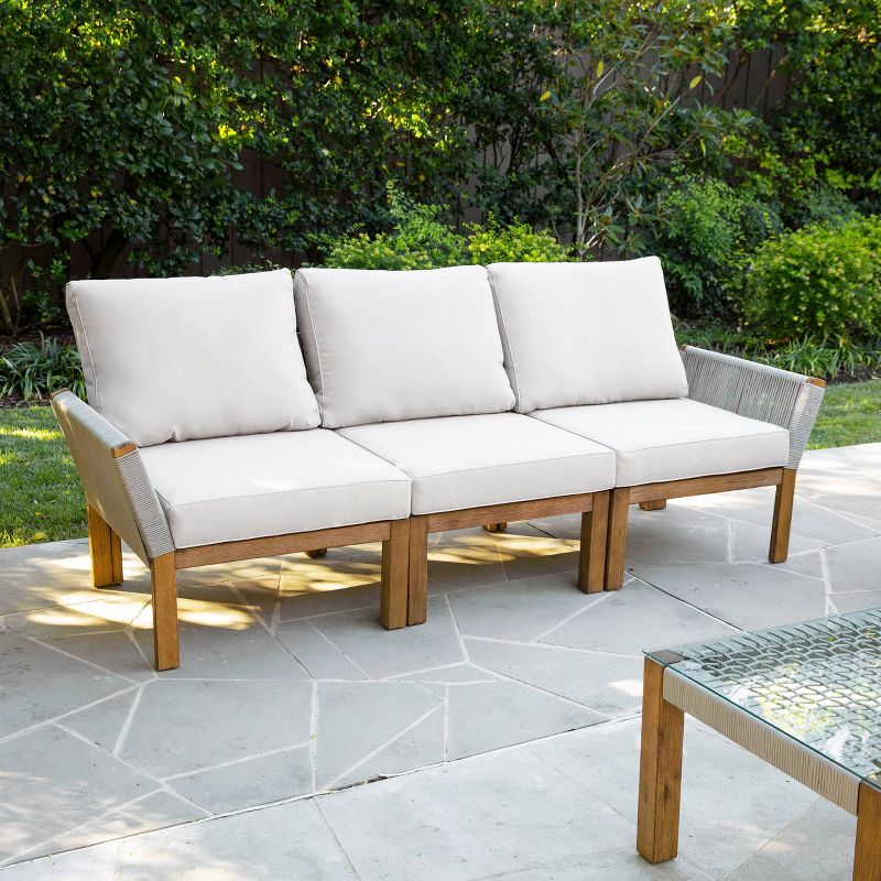 Tahoe Outdoor Three-Seater Sofa - Brown Wicker - Serta