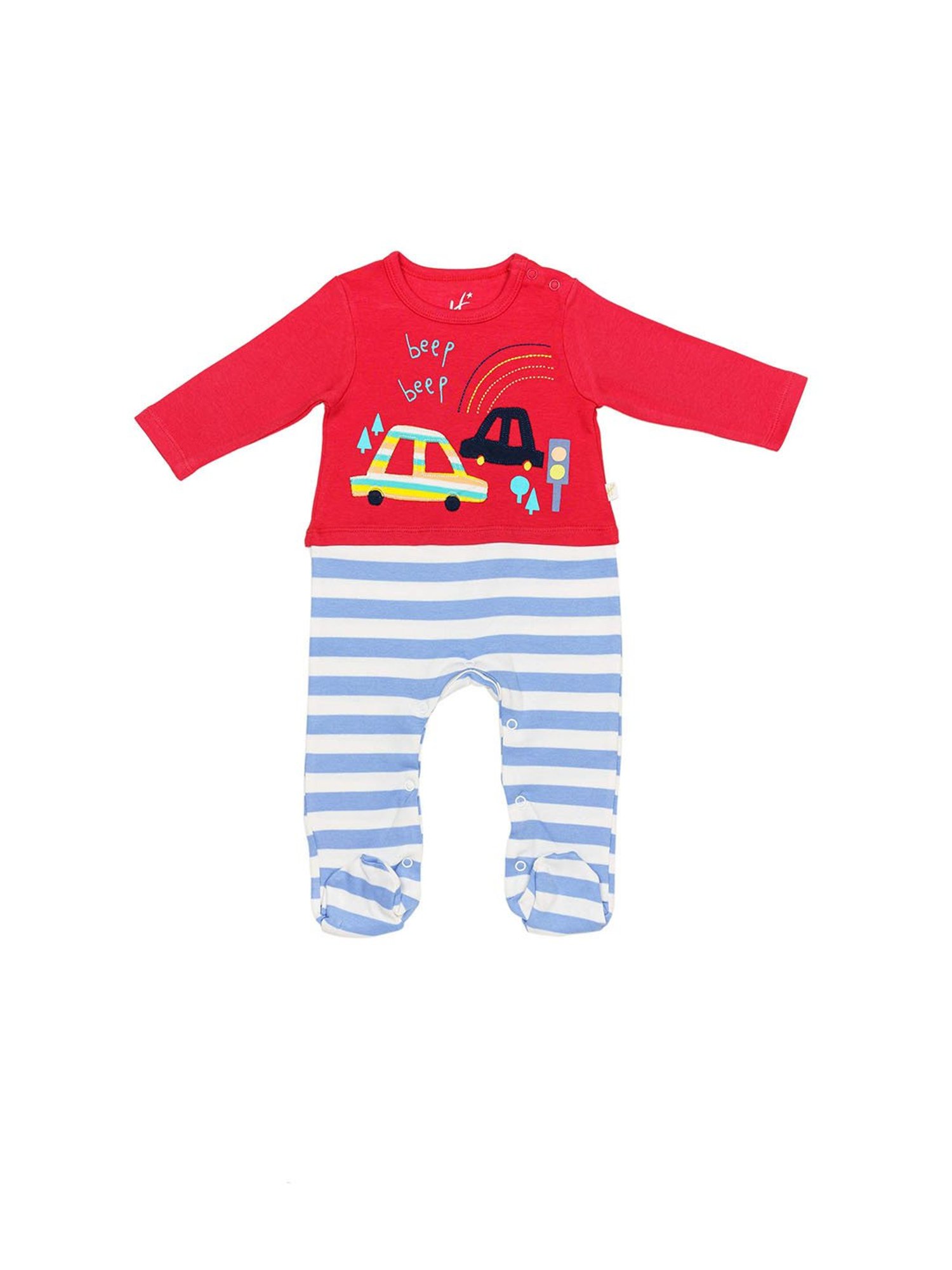 H by Hamleys s Boys Red & White Printed Full Sleeves Sleepsuit