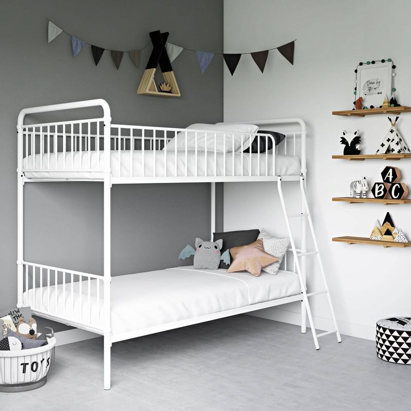 Twin Over Twin Kaila Metal Bunk Bed White - Room & Joy