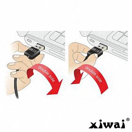Xiwai USB 2.0 Male to Male Data Cable 100cm Reversible Design Left & Right Angled 90 Degree