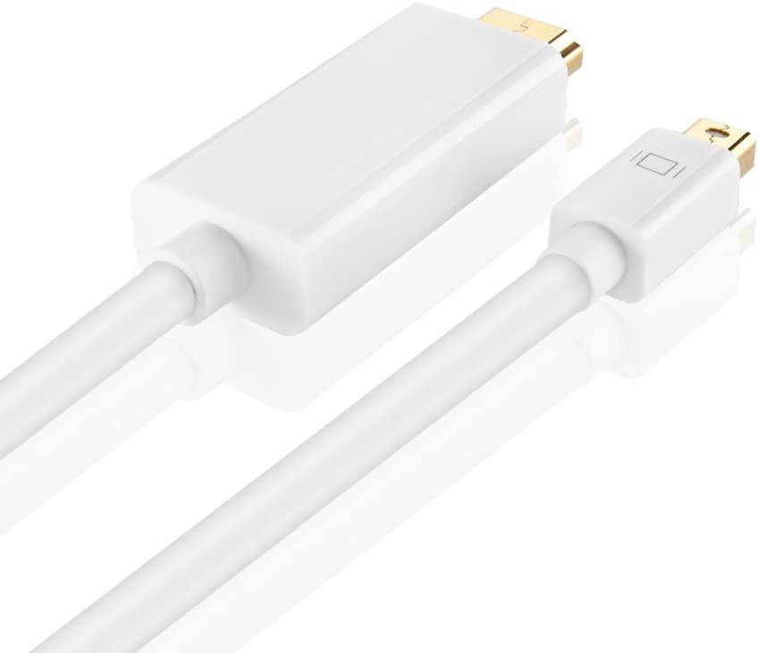 TNP Mini DisplayPort to HDMI Adapter Cable (10FT) - 4K 4Kx2K 2160P Ultra HD UHD (Thunderbolt 2 Compatible) mDP Mini DP to HDMI Male Connector Port Video Audio Converter Plug Wire Cord - White