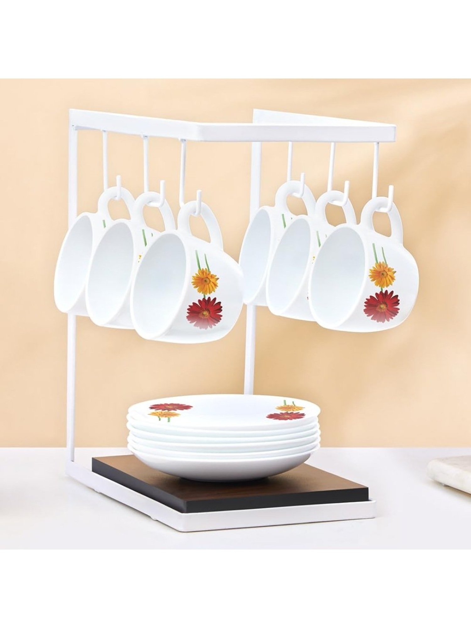 Larah by Borosil White Ceramic Opalware Cup and Saucer Set of 12 140ml