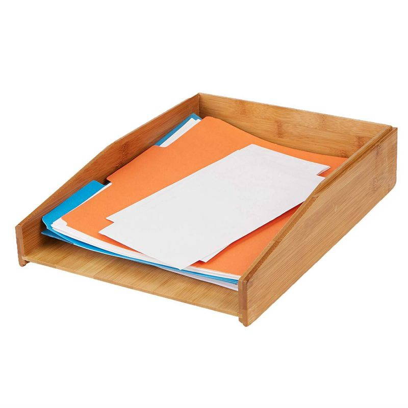 Mind Reader File Organizer Desktop Document Letter Tray, Eco-Friendly, Bamboo, Brown