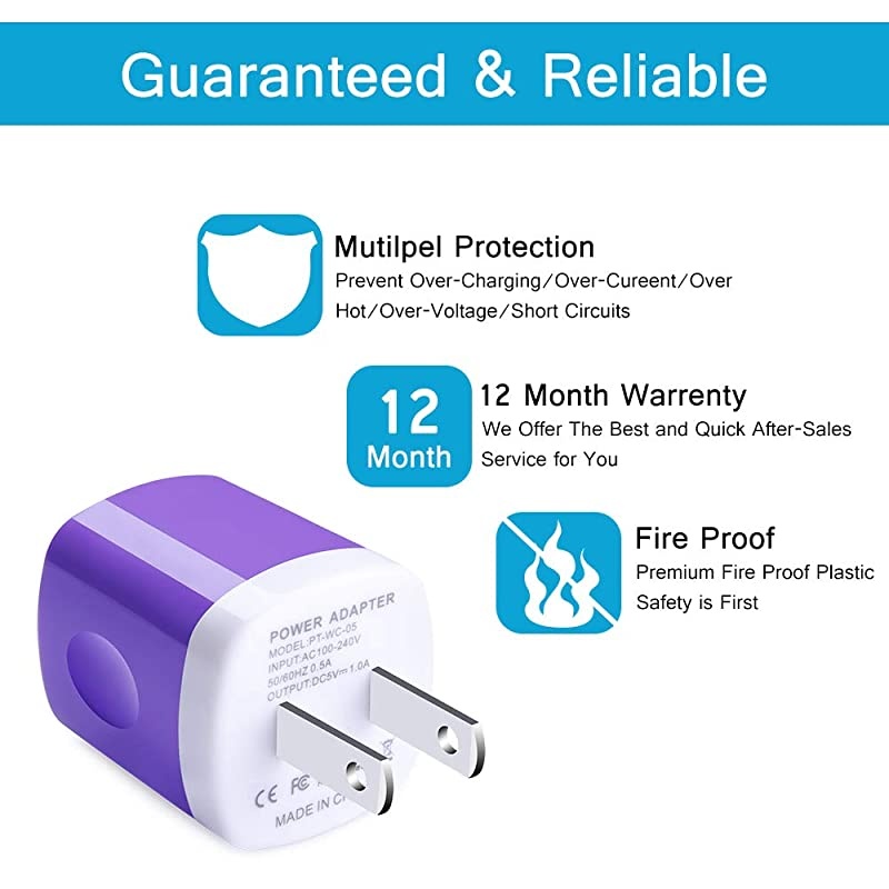 Charger Block One Port Wall Charger Brick Box with 2Pack 6ft Micro USB Cable Android Charger Cord Compatible for Samsung Galaxy S76 A10 J873 Note 54LG Stylo 2 3 K50 K4030 G43Moto G5 E6