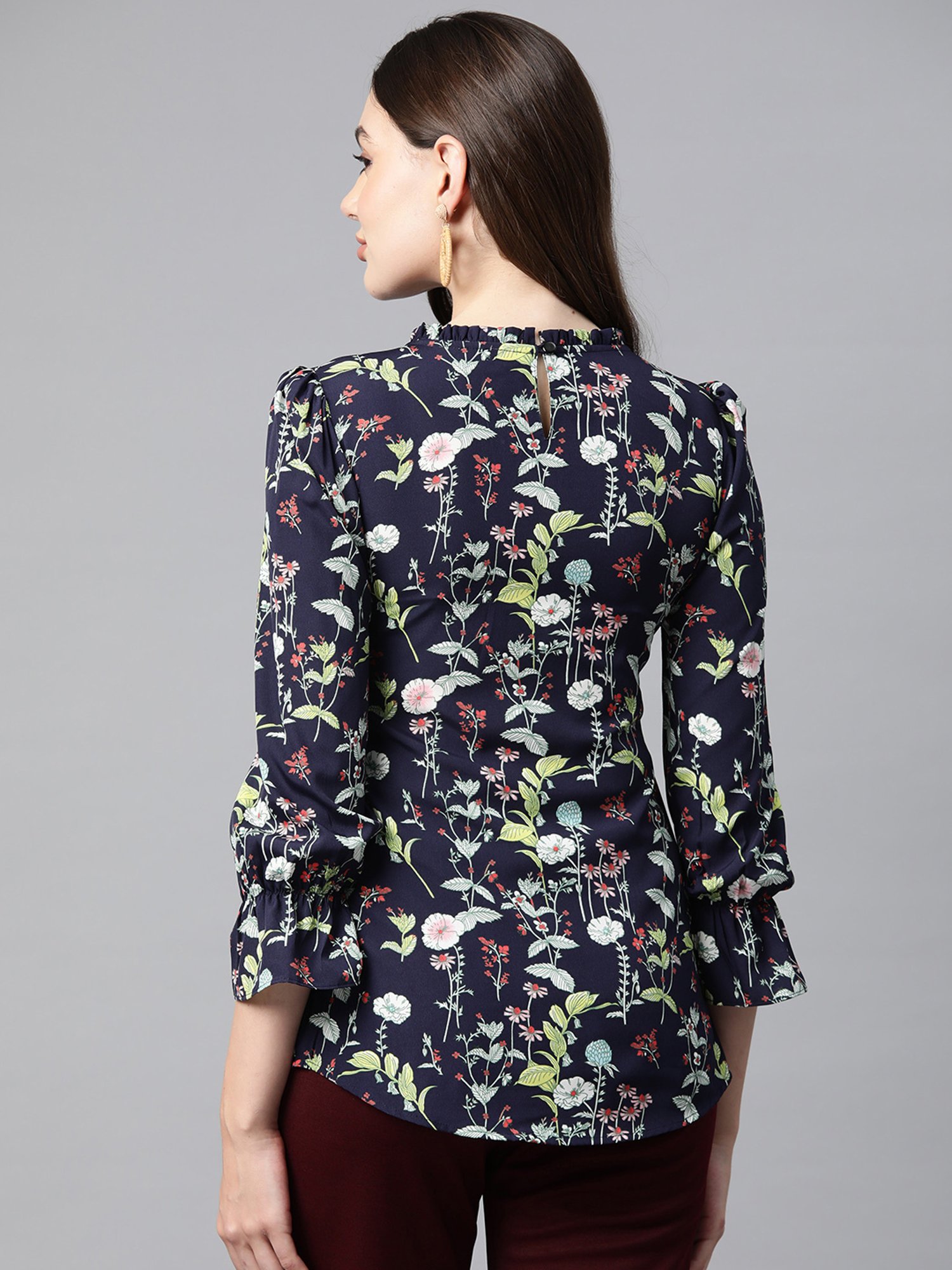 Cottinfab Blue Floral Print Top