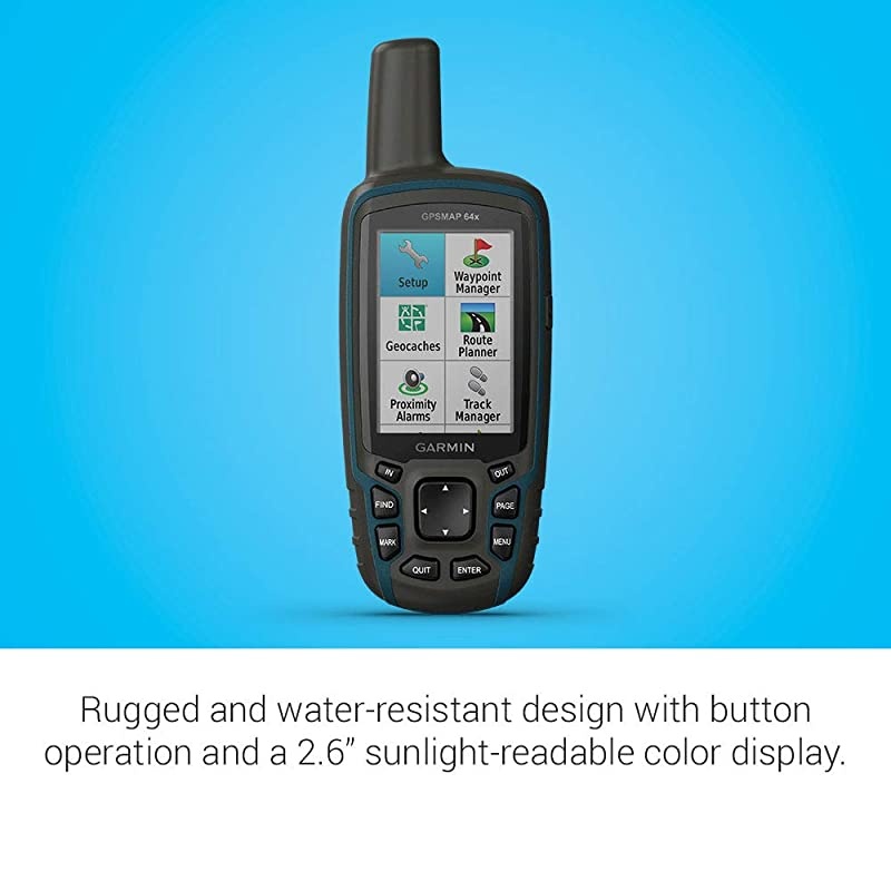 GPSMAP 64x, Handheld GPS, Preloaded with TopoActive Maps, Black/Navy, One Size (010-02258-00)