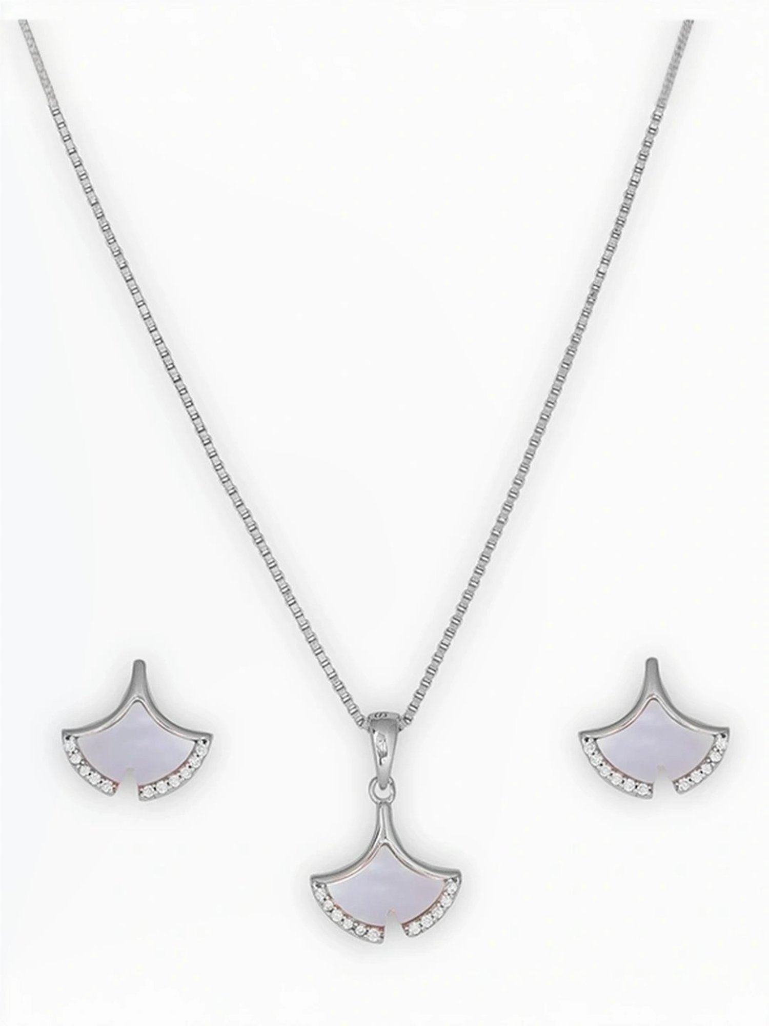 Touch925 Sterling Silver Seashell Pendant Set for women