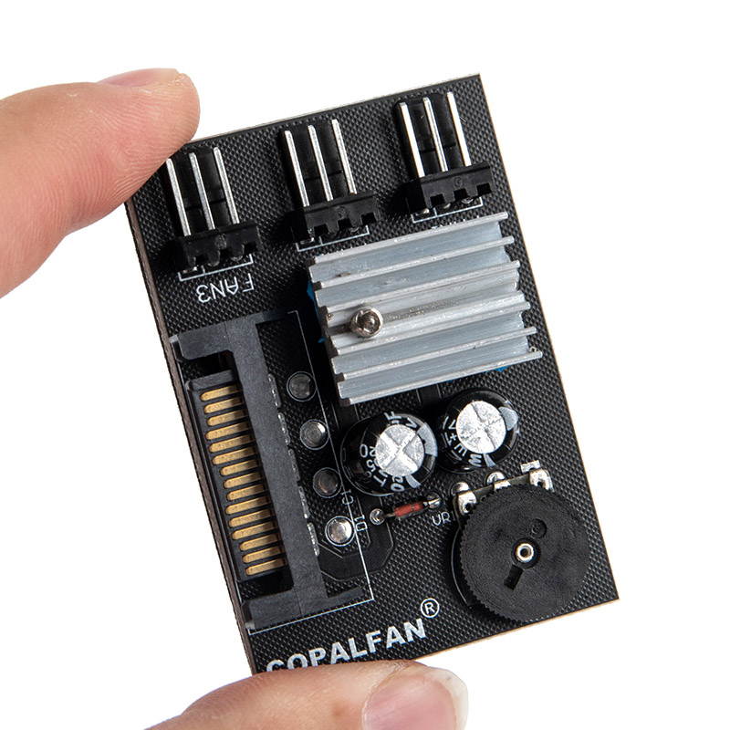 EnLabs TX3CO3S 3 Channel 3 pin 4 pin Computer CPU Cooler Case Fan Speed Controller w/ Rubber Backed Tap for PC Case Internal & Mining Cooling Installation - SATA to 3 x 3pin fan Hub w/ Speed Control