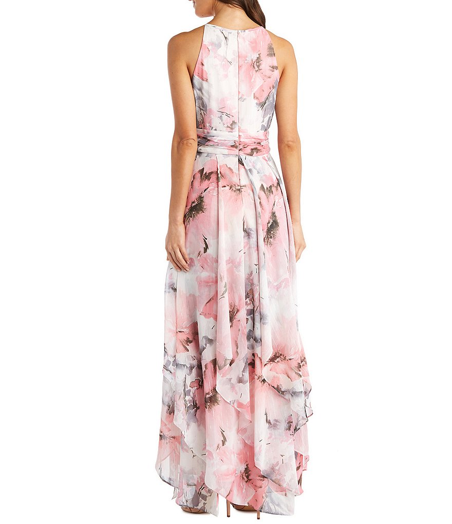White Boho Stripes & Floral Print Floor Length Tank Dress