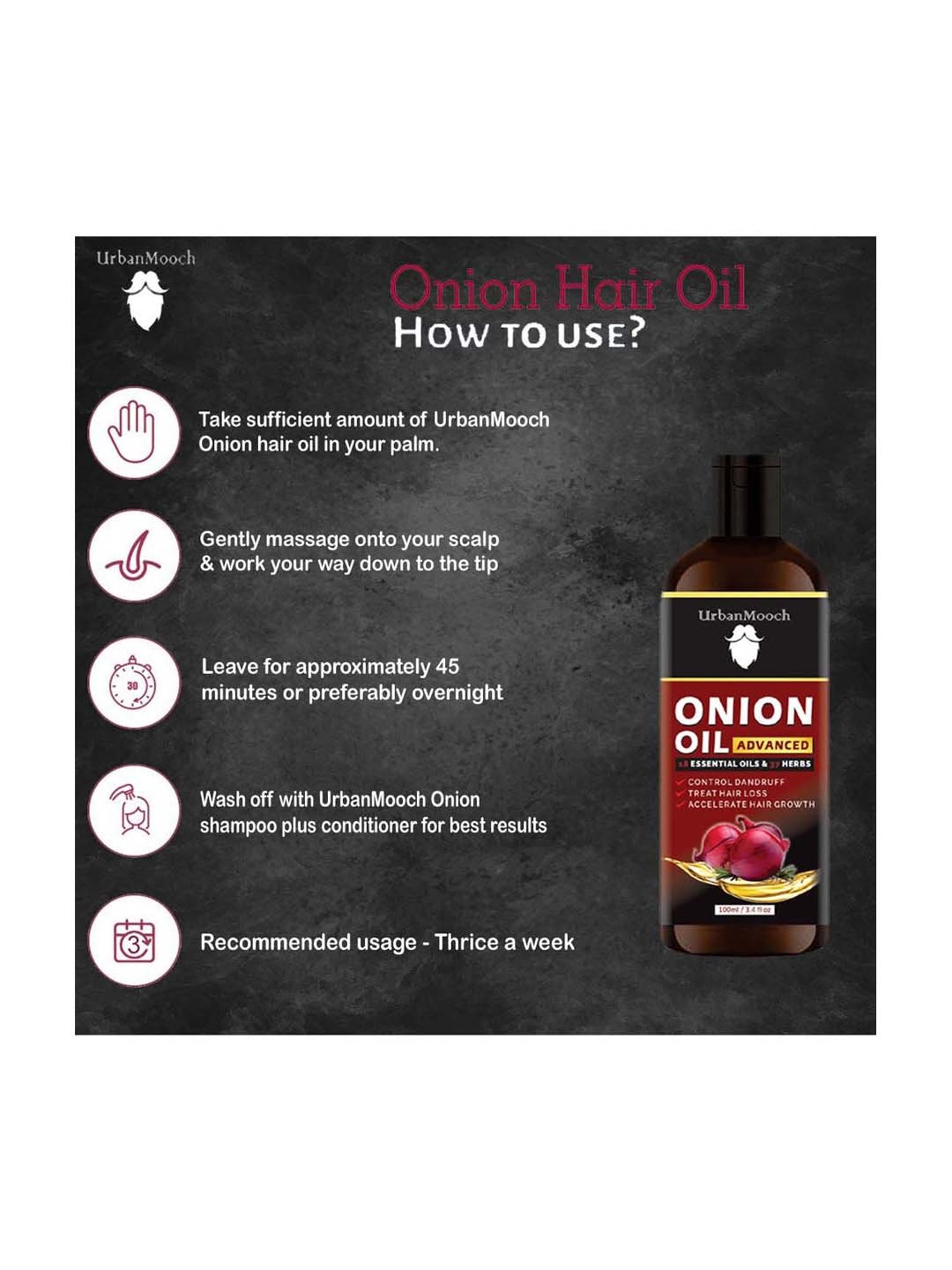UrbanMooch Advanced Red Onion Hair Oil Pack of 2 - 200 ml