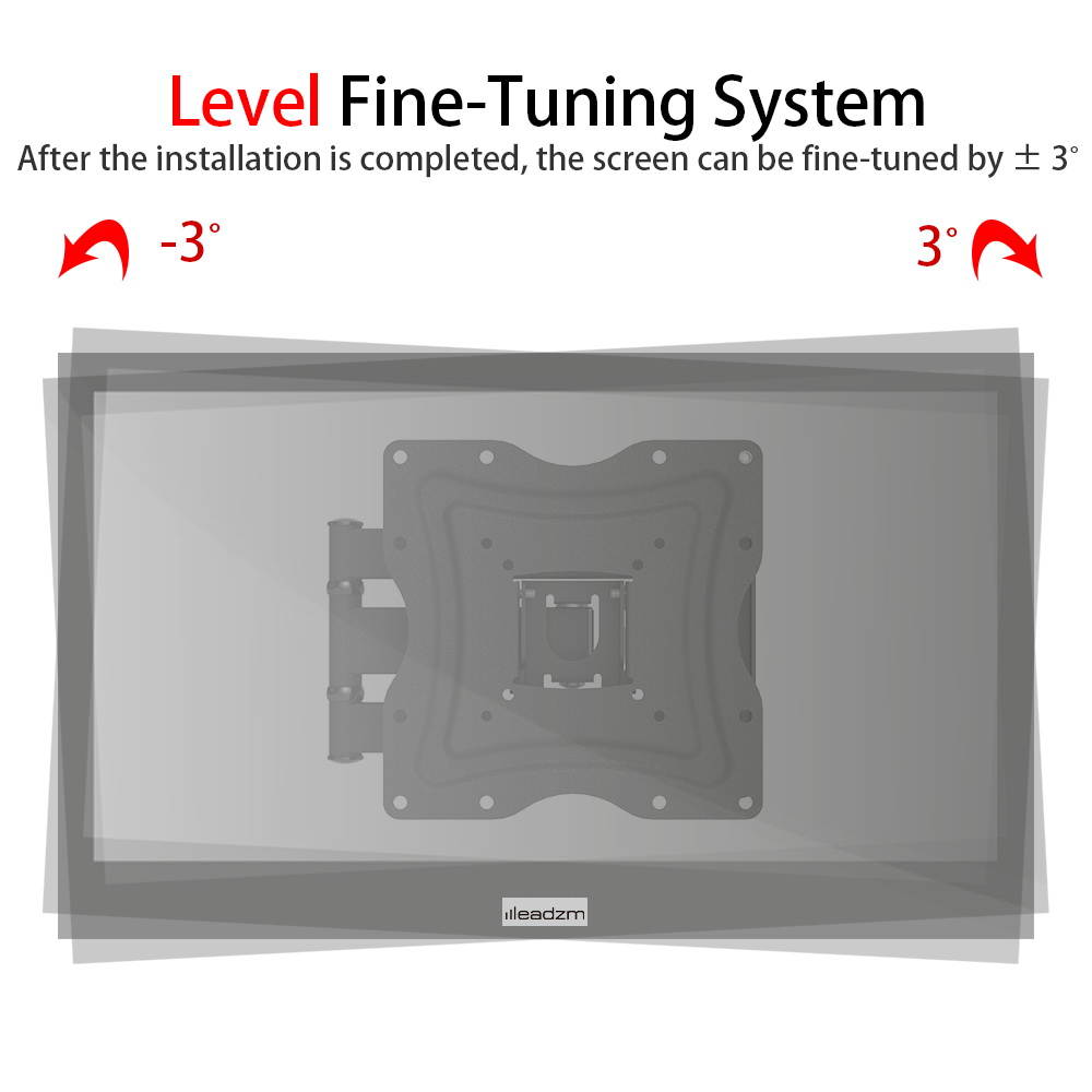 LEADZM 26-55" Adjustable TV Wall Mount Bracket Rotatable with Spirit Level, Max VESA 400x400mm up to 66lbs
