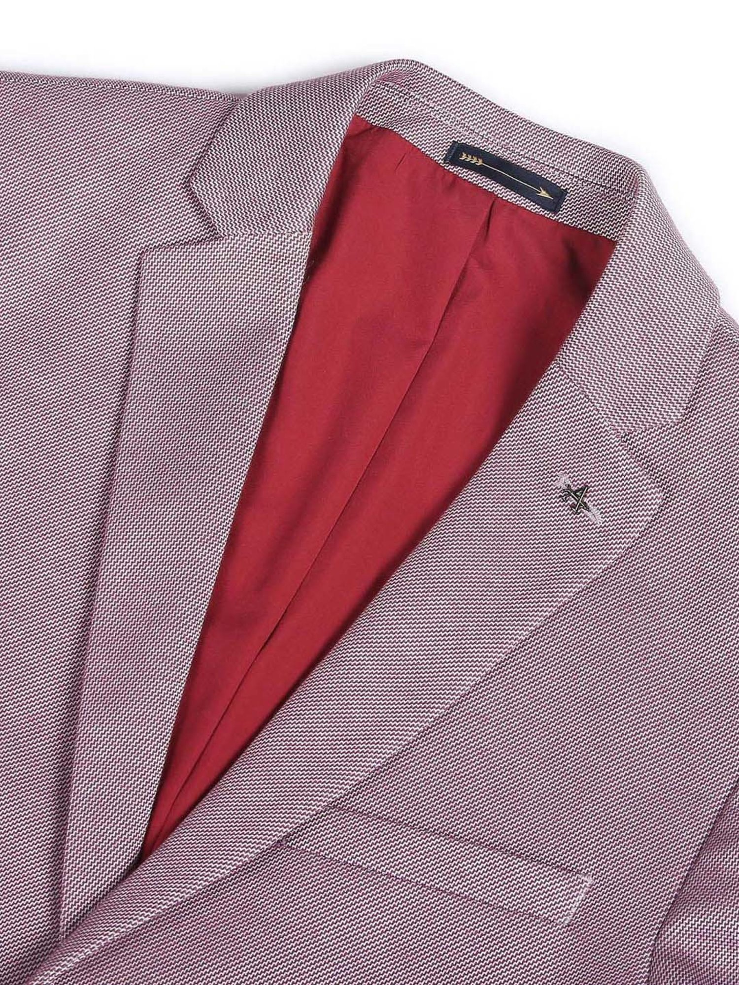 Arrow Maroon Slim Fit Printed Blazer