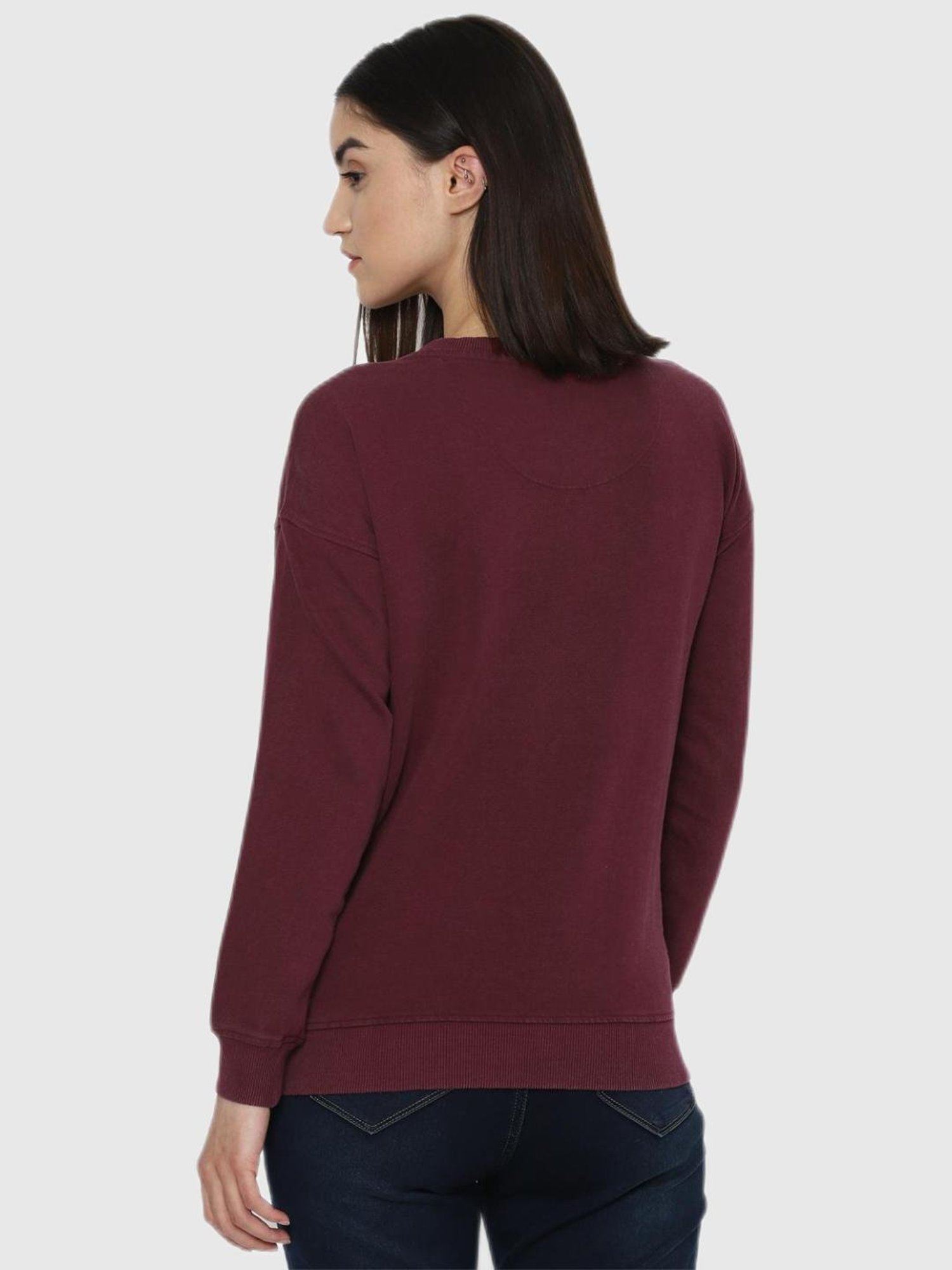 Allen Solly Maroon Graphic Print Sweatshirt