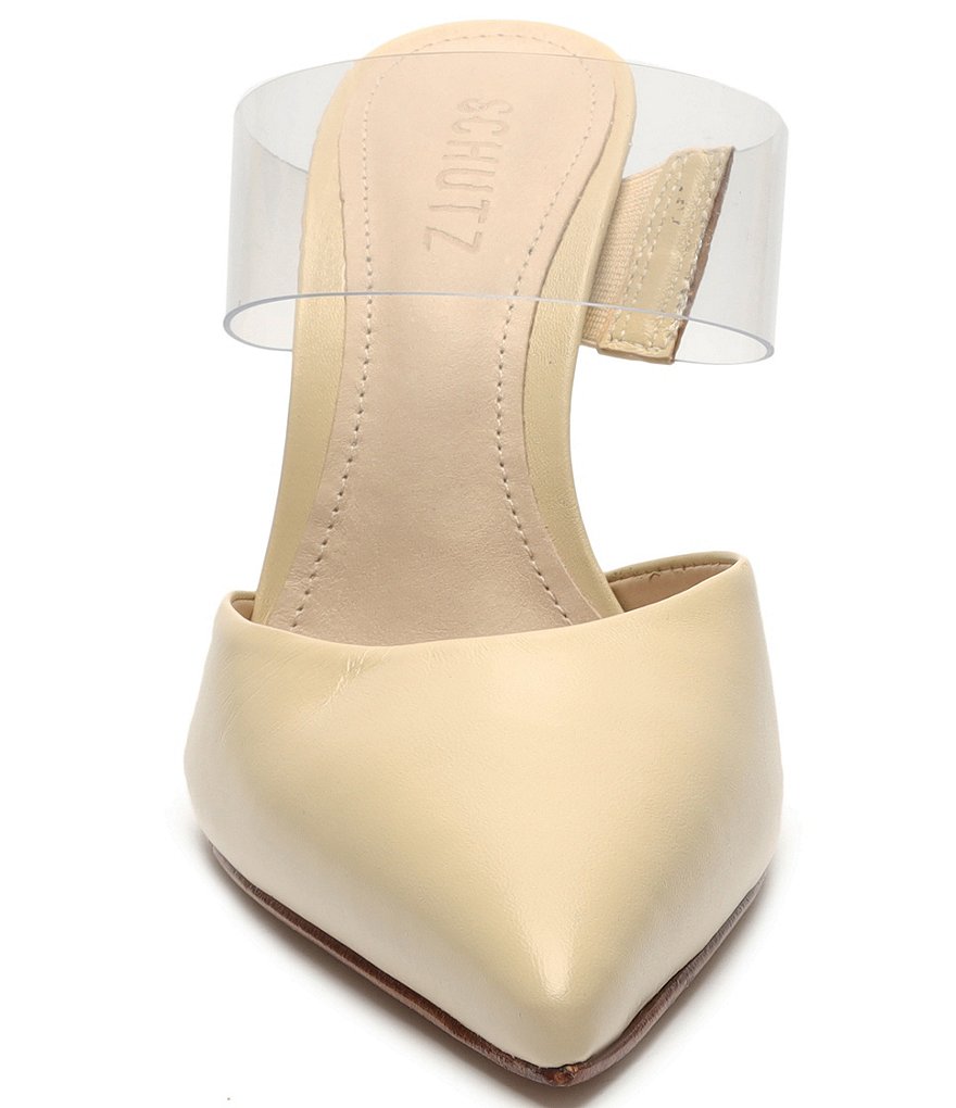 Schutz Sionne Clear Vinyl Pointed Toe Mules
