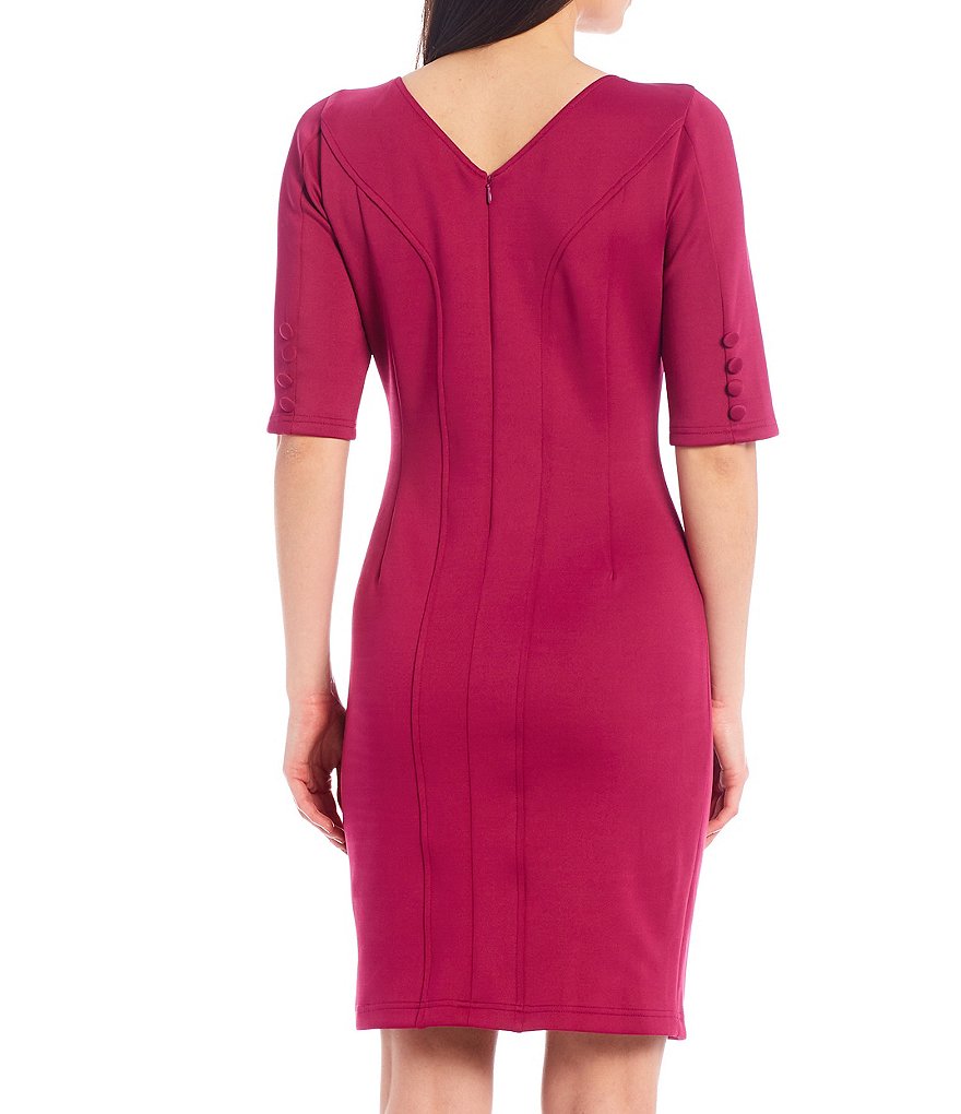 LDT Talia Sheath Boat Neck 3/4 Sleeve Dress