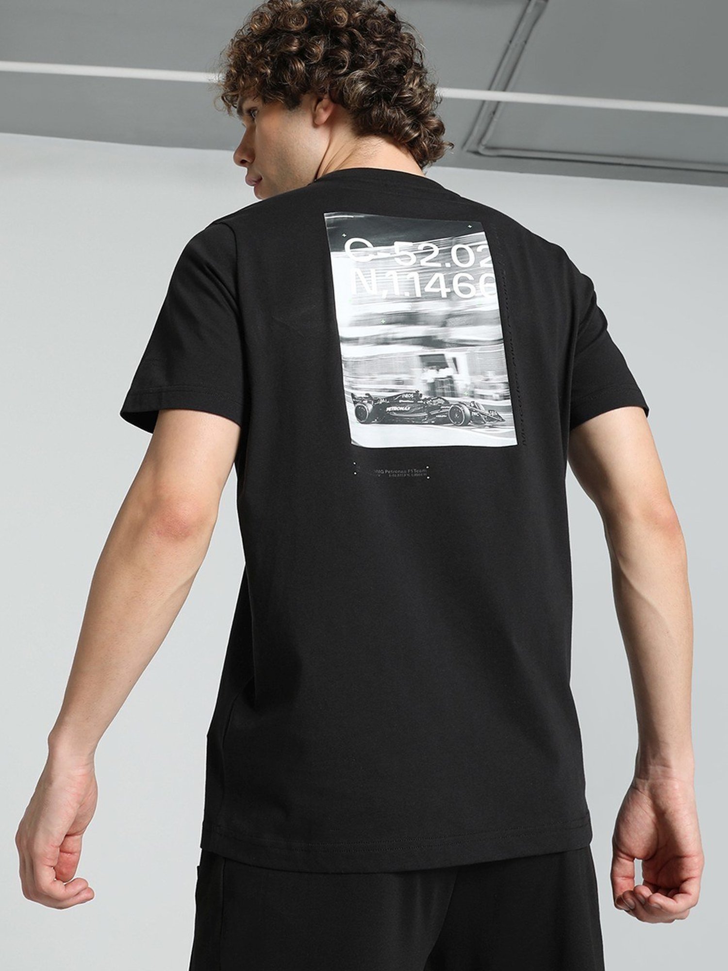 Puma Black Cotton Regular Fit Printed T-Shirt