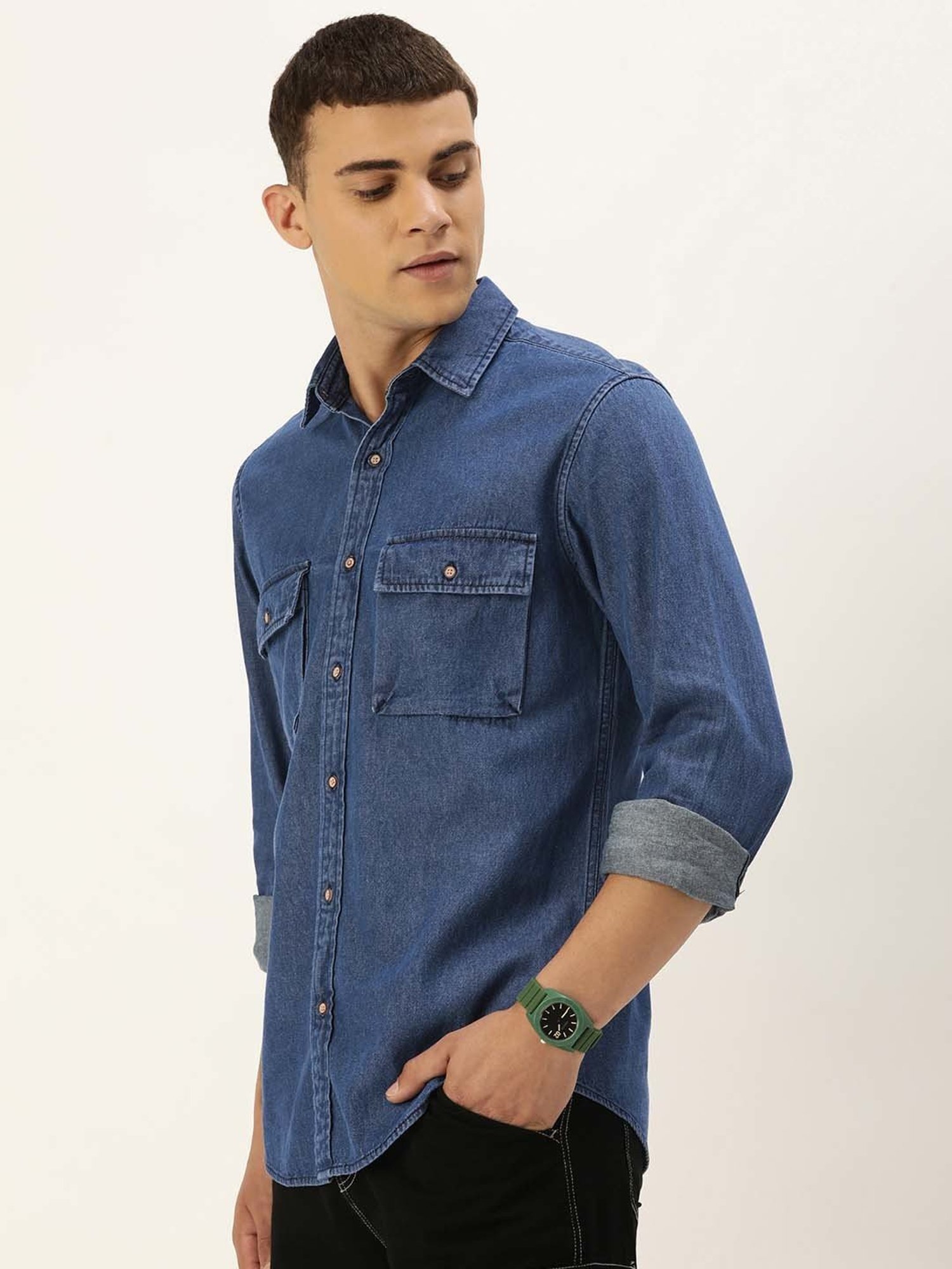 Bene Kleed Blue Regular Fit Denim Shirt