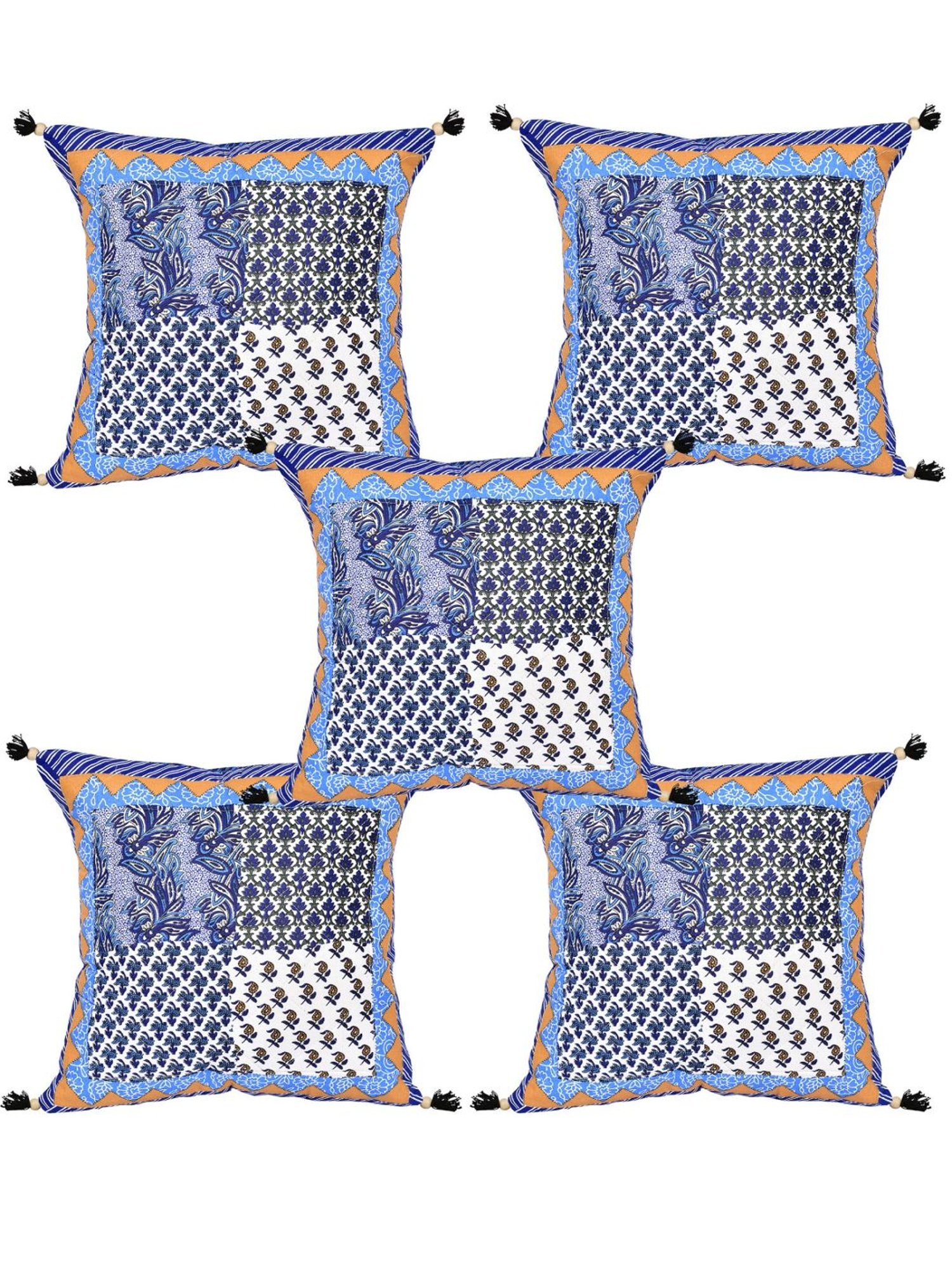 Living Roots Multicolor Cotton Cushion Covers - Set of 5