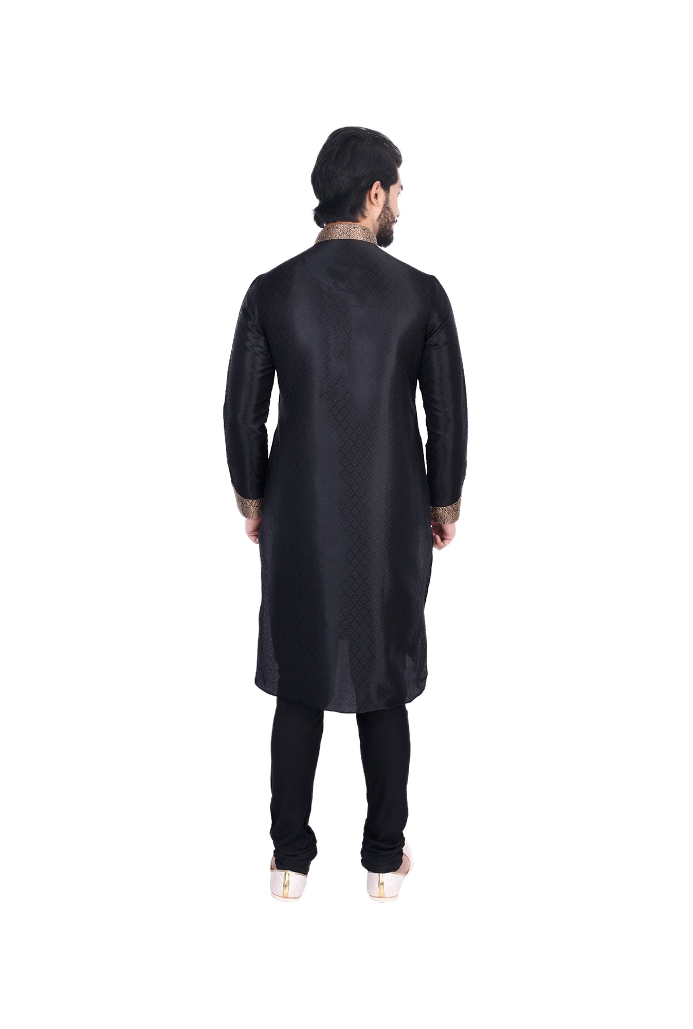 Manyavar Black Self Design Kurta & Churidar Set
