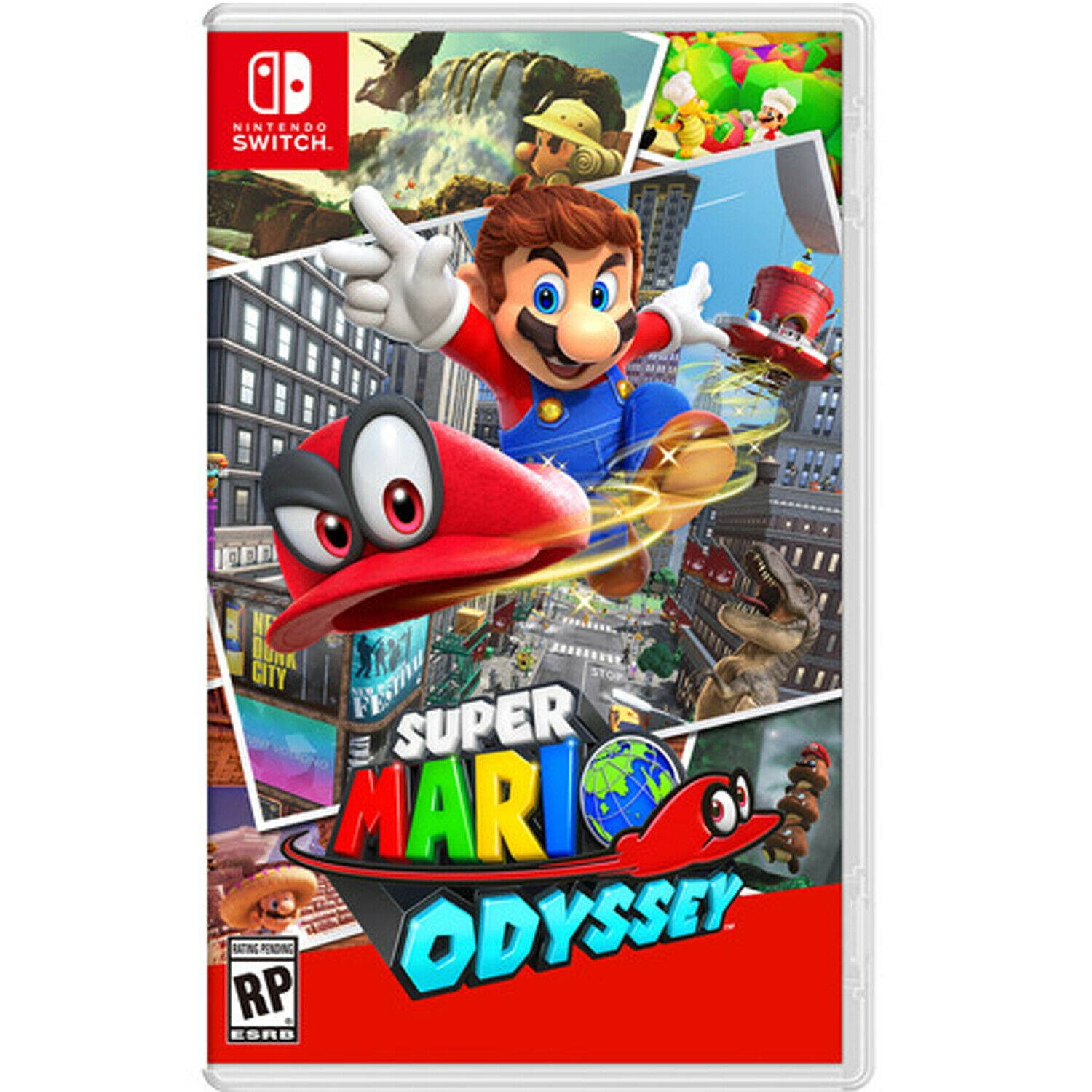 Nintendo Switch With Neon Blue And Red Joy-Con Bundle With Super Mario Odyssey