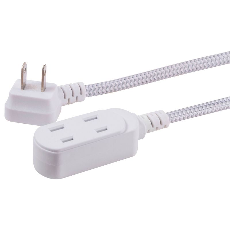 Cordinate 8' 3 Outlet Polarized Extension Cord Gray/White