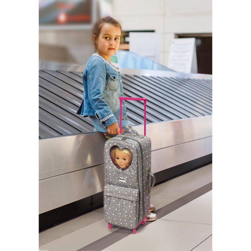Travel and Tour Trolley Carrier with Bed for 18-in" Dolls - Gray/Stars
