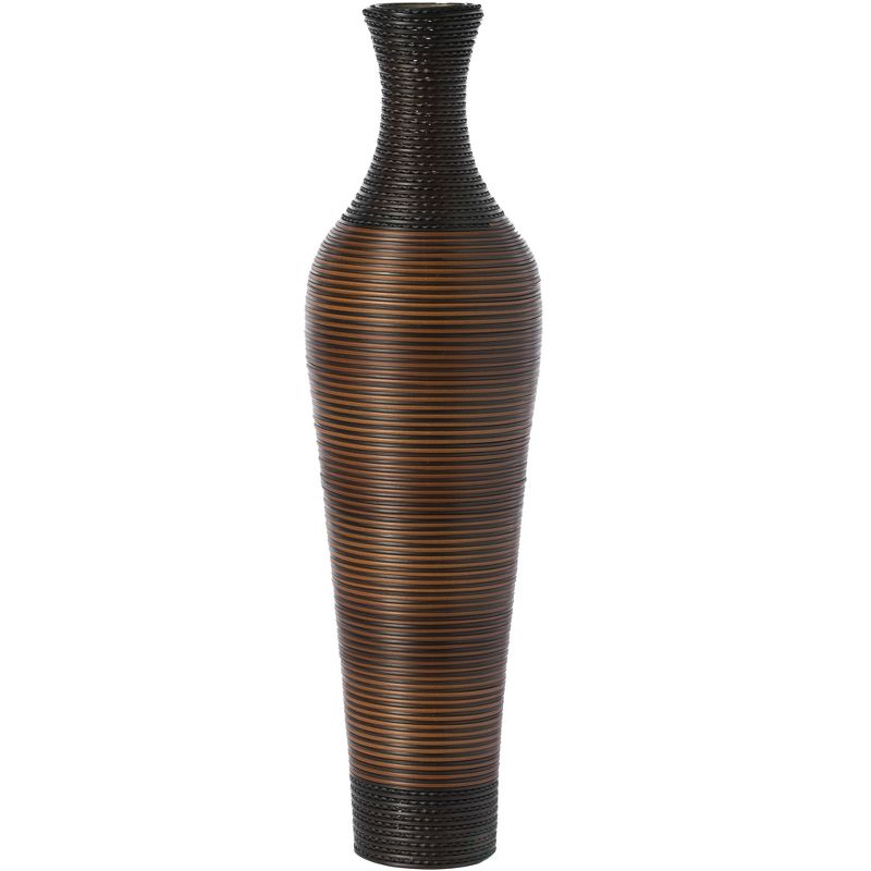 Uniquewise Decorative Artificial Rattan Dark Brown Tall 39 Inch Standing Floor Vase