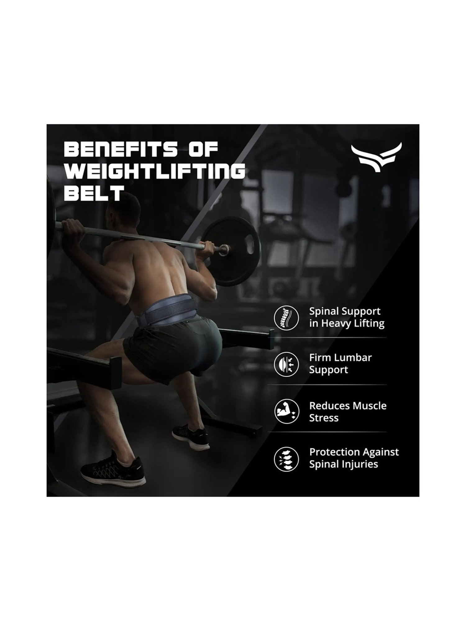 Xtrim Wings 6 Inches Weight Lifting Belt (Black) Size - Small