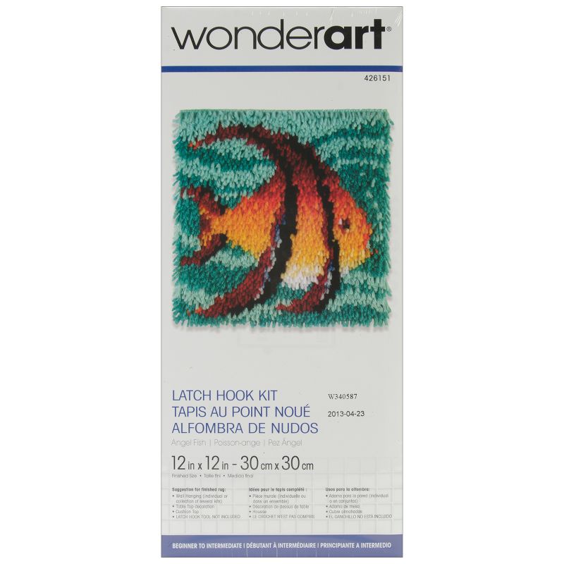 Wonderart Latch Hook Kit 12"X12"-Angel Fish