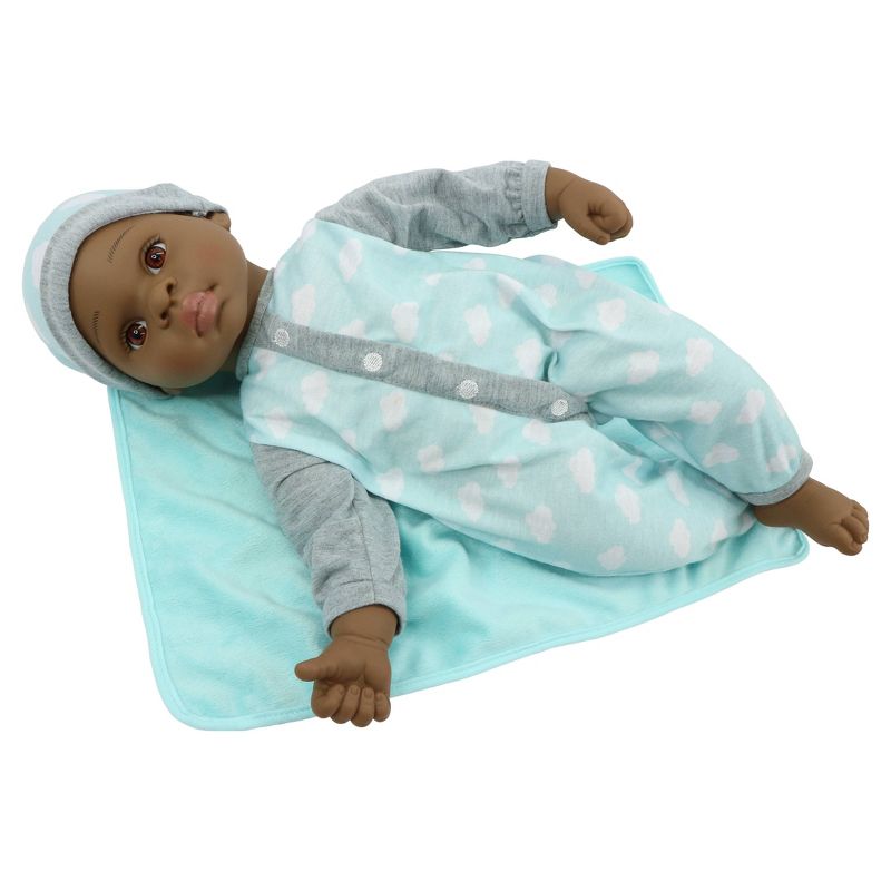 18" Sweet and Happy Baby with Blanket - Blue Cloud Pajamas