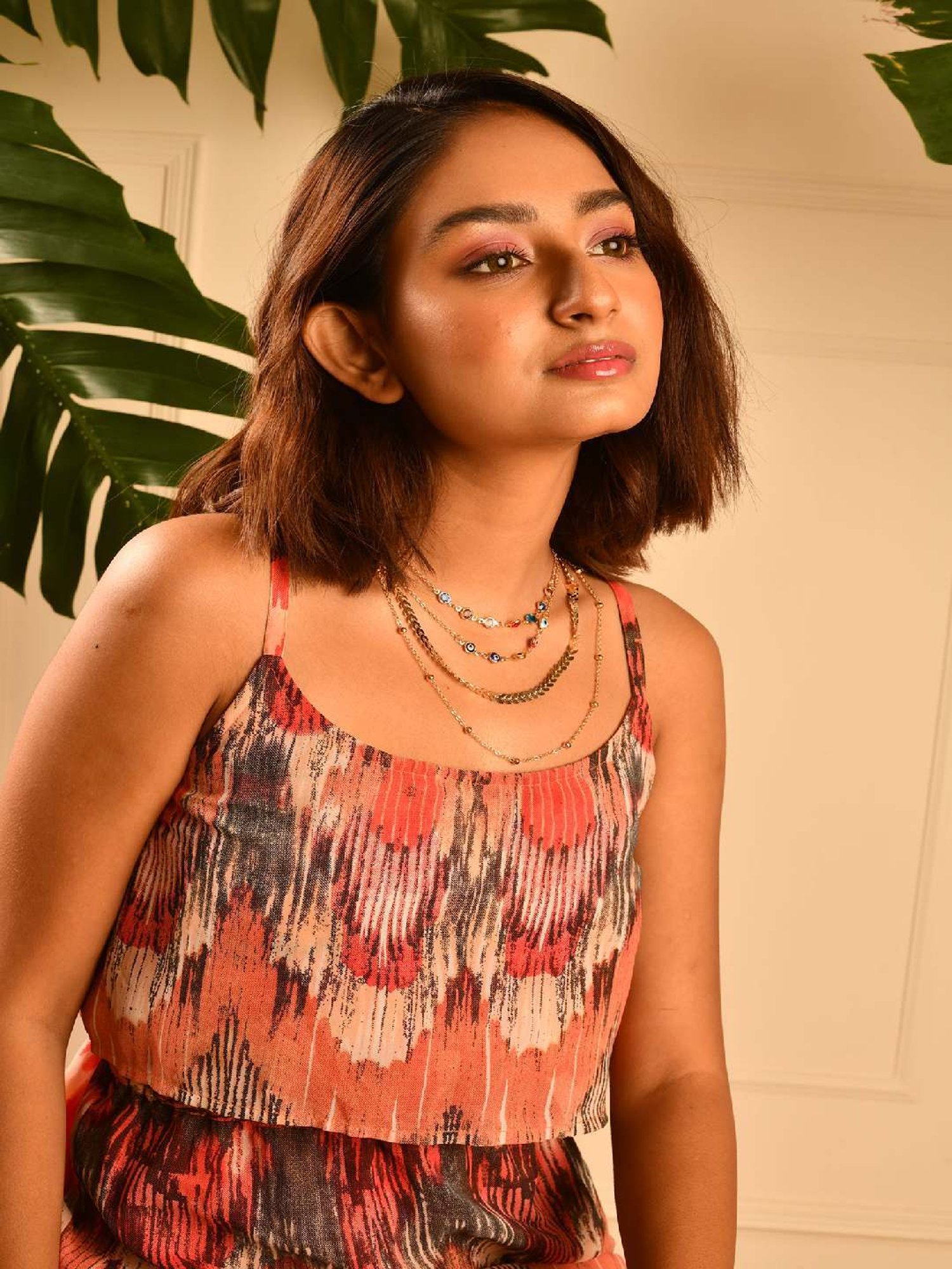 Jewelz Multi Color Evil Eye Design With Gold Multi-Layered Necklace for Women