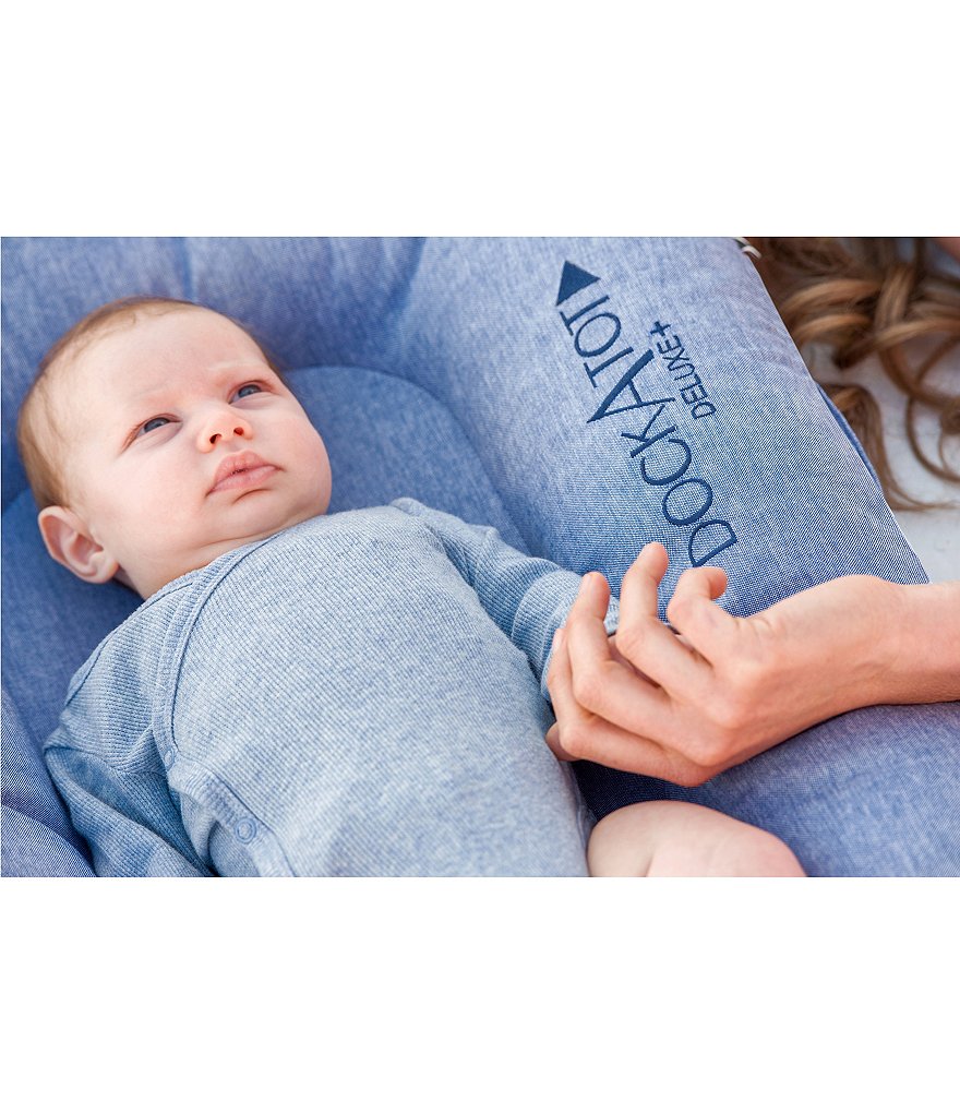 DockATot 0-8 Months Indigo Chambray Deluxe Dock Cover Stage 1