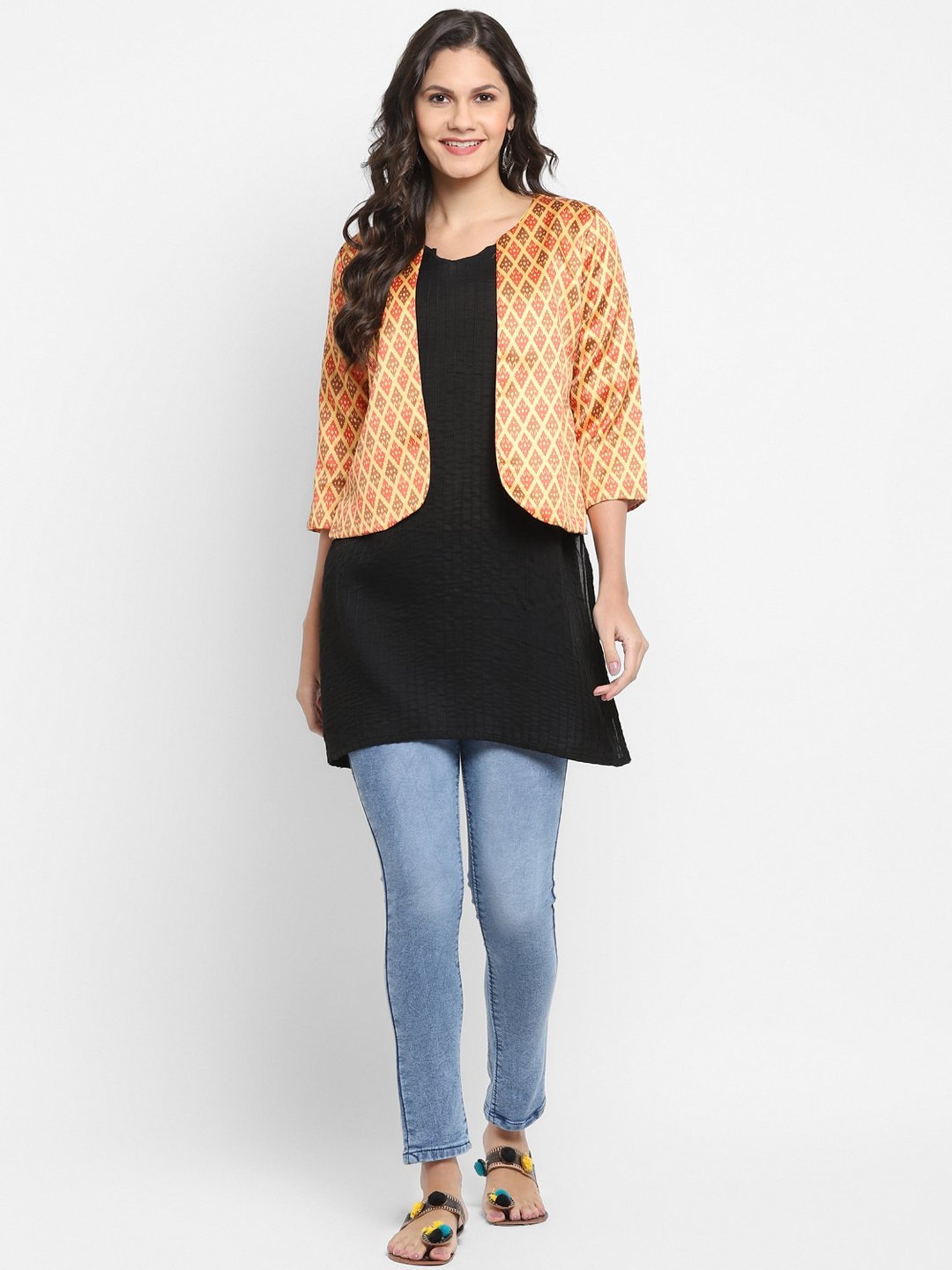 Hangup Yellow Printed Shrug