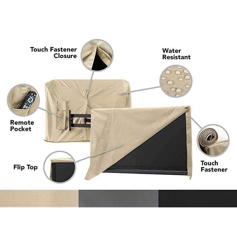 Outdoor Flip Top TV Cover Water Resistant Flip Top for Quick Viewing Outdoor TV Covers Khaki