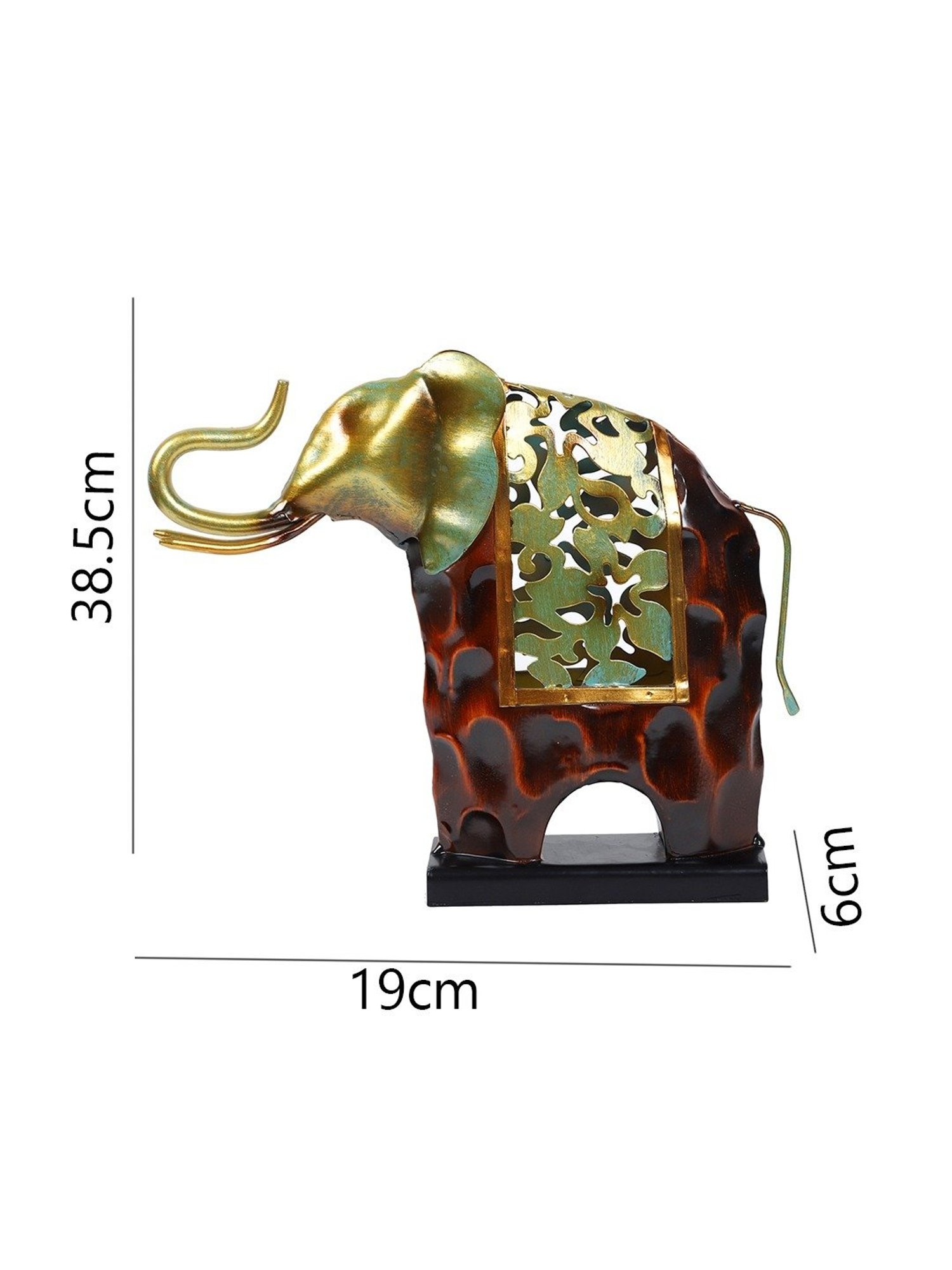 Aapno Rajasthan Red & Gold Metal Detailed and Attractive Elephant Table Decor