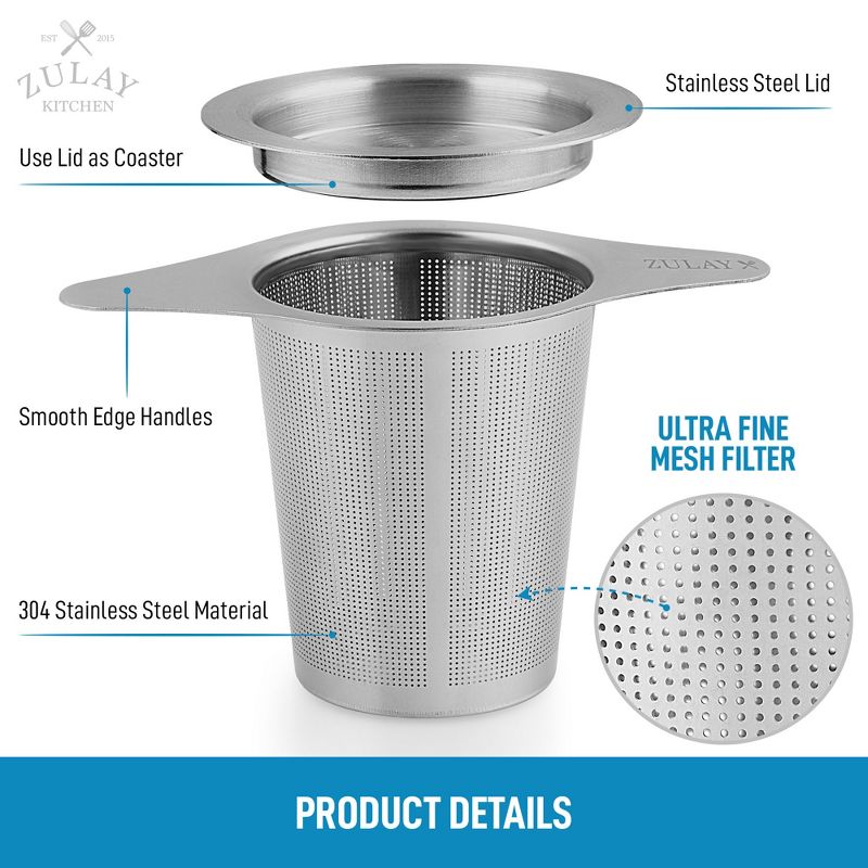 Zulay Kitchen Large Stainless Steel Tea Filter For Loose Tea