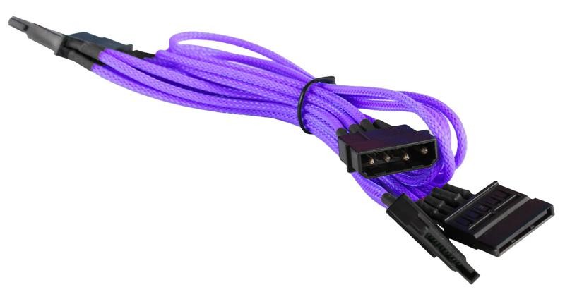 Purple 4 Pin Molex to 4 x SATA Cable Cord Premium Sleeved Braided Adapter