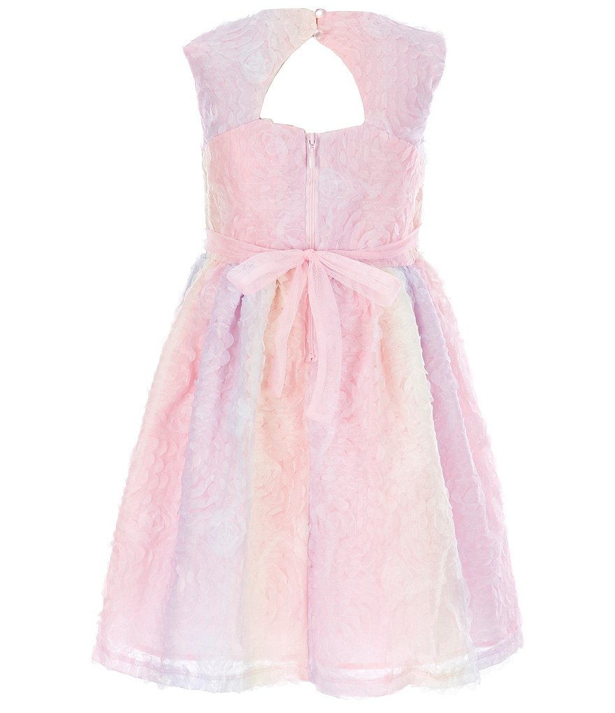 Little Angels by Us Angels Little Girls 2T-6X Rainbow Textured Mesh Fit-And-Flare Dress