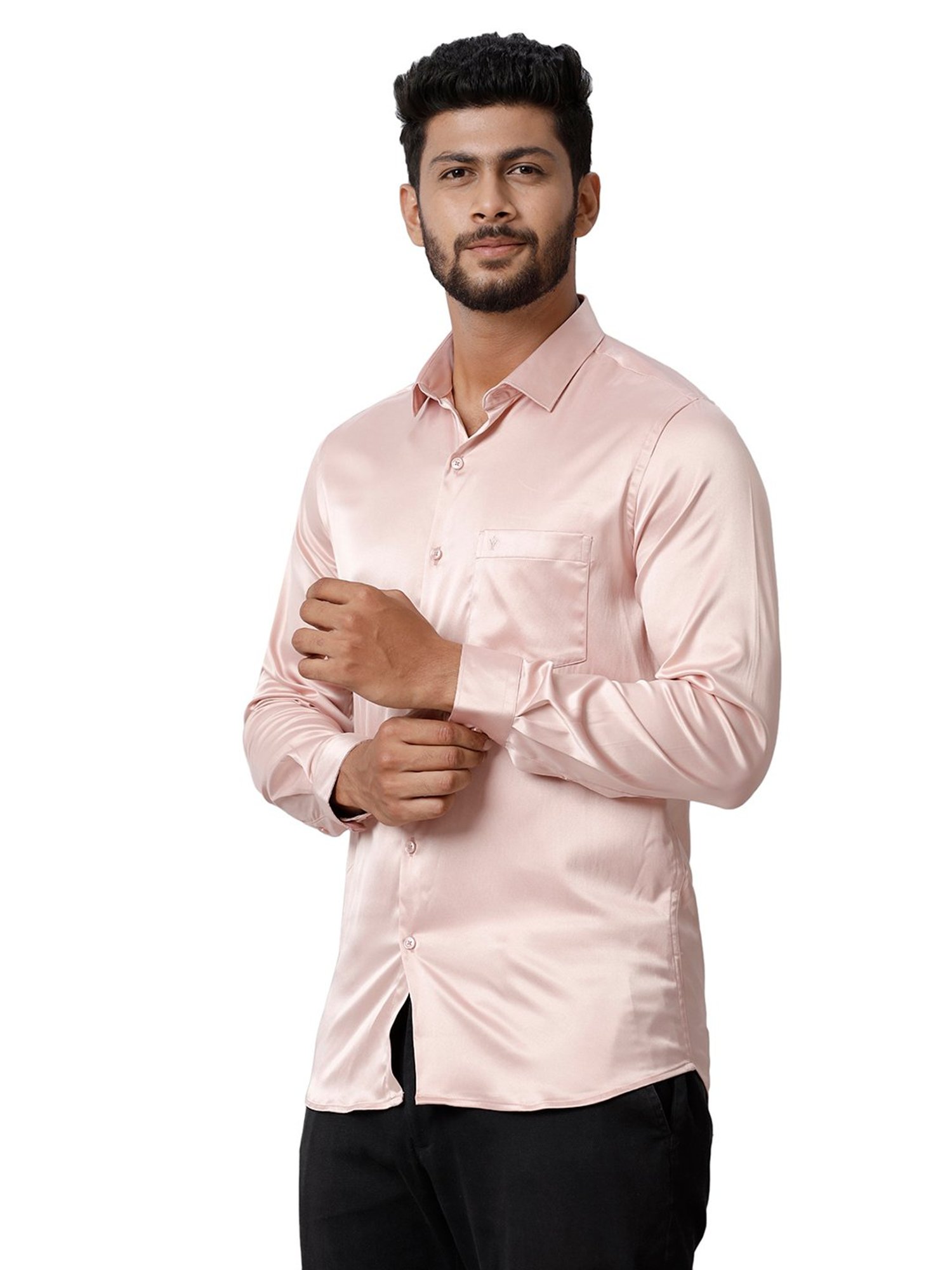Ramraj Light Pink Regular Fit Full Sleeves Shirt