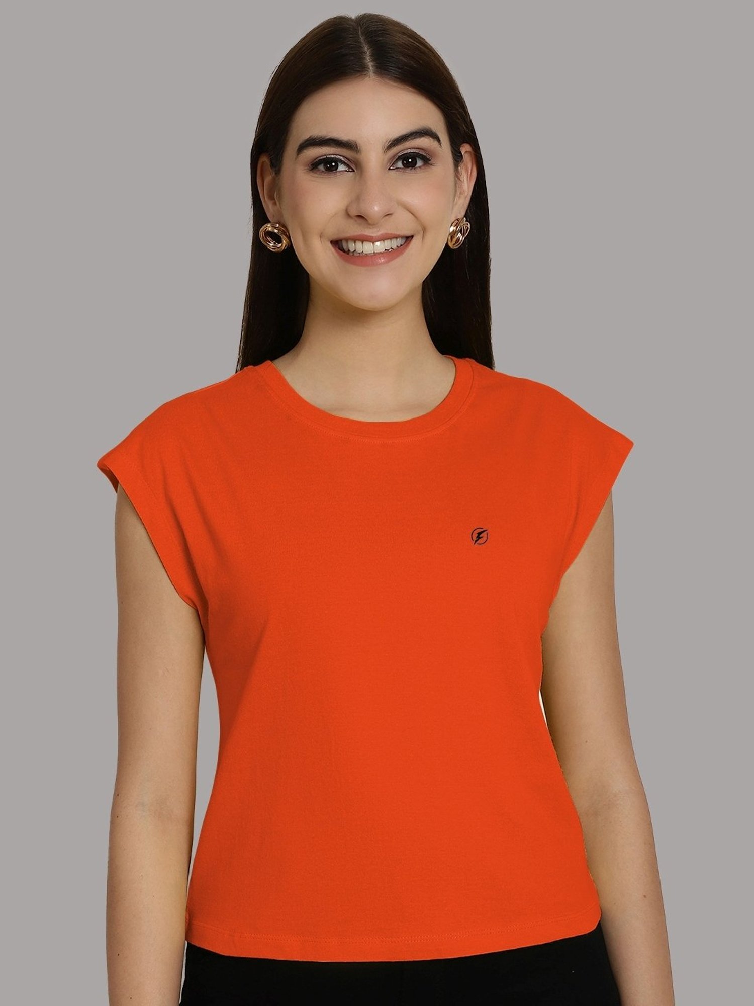 Friskers Orange Slim Fit Sports T-Shirt