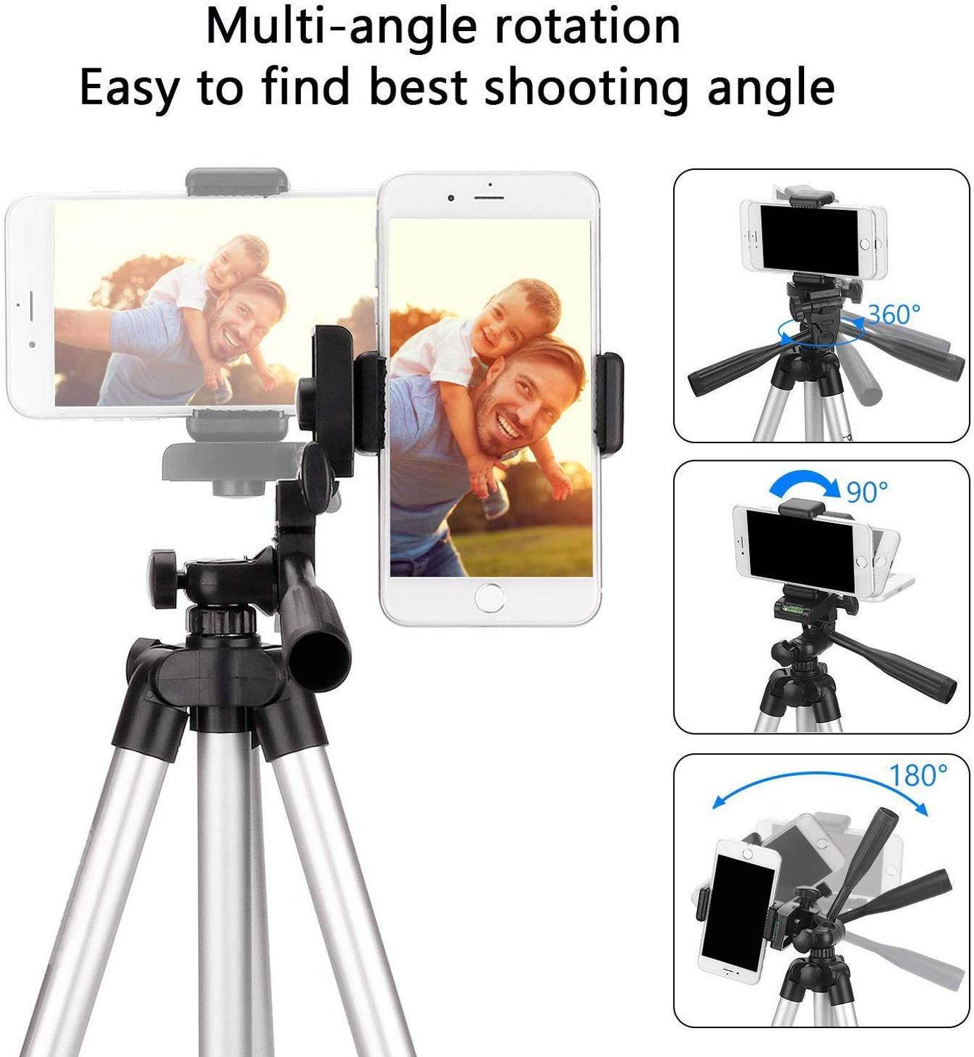 Professional Foldable Camera Tripod Holder Stand Screw 360 Degree Fluid Head Tripod Stabilizer Aluminum with Phone Clamp Holder and Bag for Free 3110