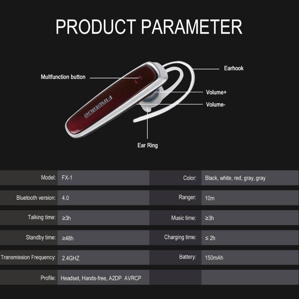 Fineblue FX-1 Bluetooth 4.0 Wireless Stereo Headset Earphones With Mic Sport earbuds For IOS Android Hands Free Music headphones (Black)