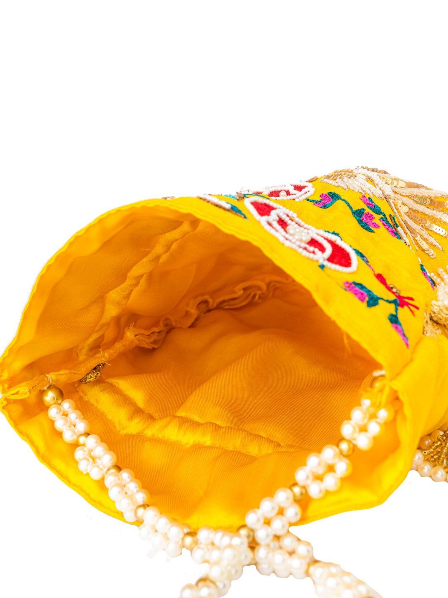 NR by Nidhi Rathi Yellow Embellished Potli