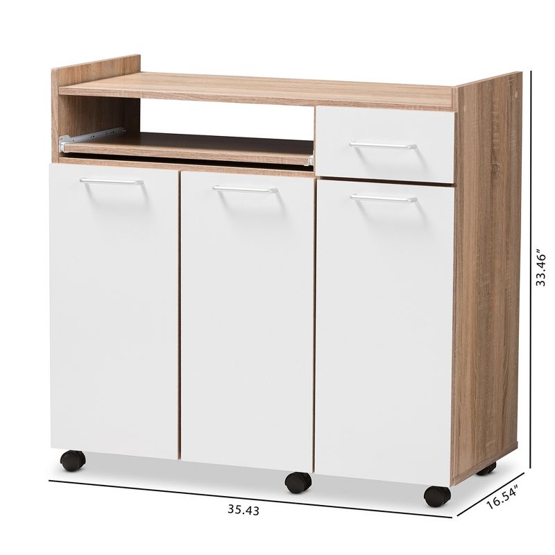 Charmain Modern and Contemporary Light Oak and Finish Kitchen Cabinet White/Brown - Baxton Studio