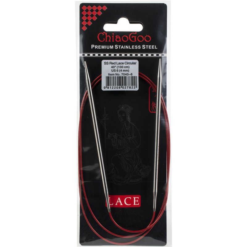 ChiaoGoo Red Lace Stainless Circular Knitting Needles 40"-Size 6/4mm