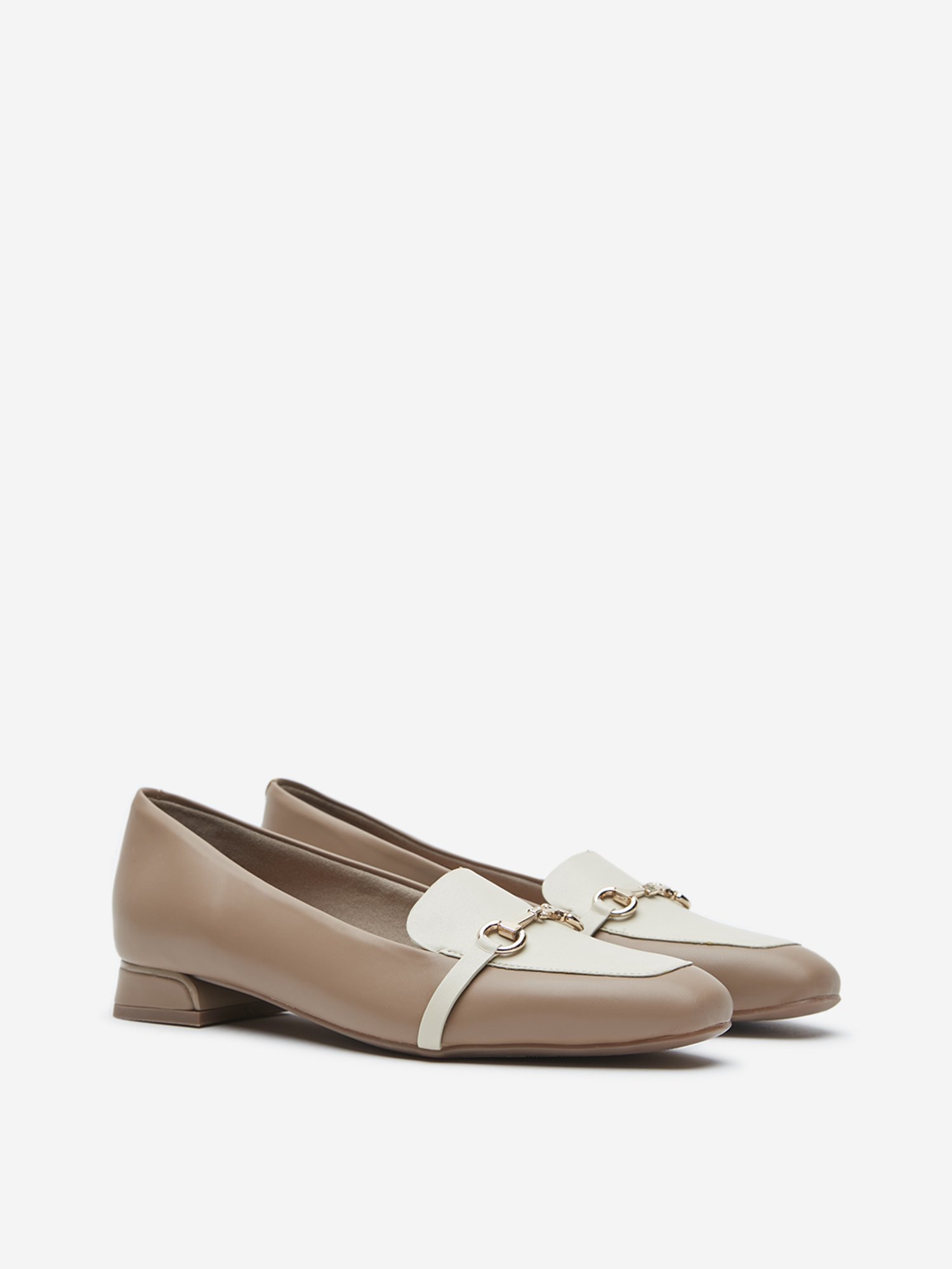LUNA BLU by Westside Taupe Metal-Detailed Loafers